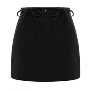 Black Bow-Tie Waist Mini Skirt Skort